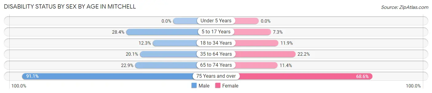 Disability Status by Sex by Age in Mitchell