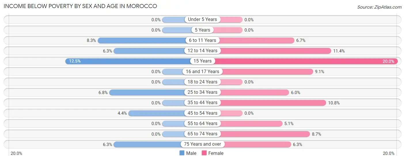 Income Below Poverty by Sex and Age in Morocco