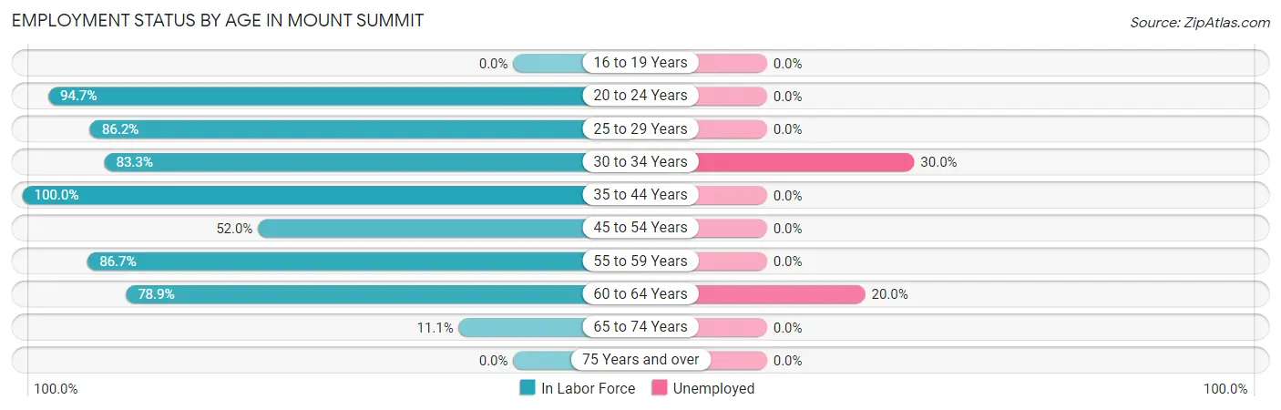 Employment Status by Age in Mount Summit