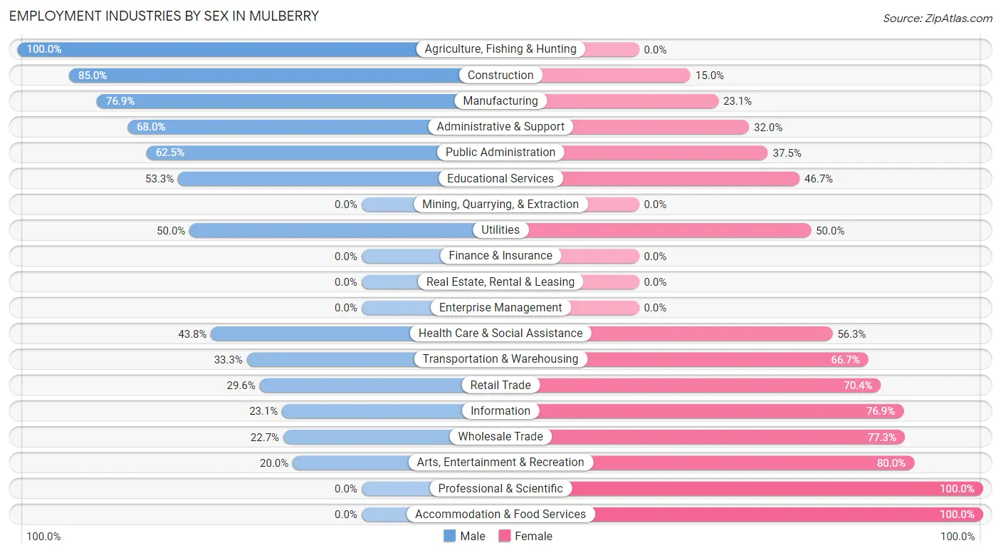 Employment Industries by Sex in Mulberry