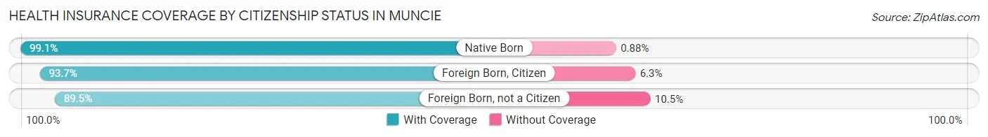 Health Insurance Coverage by Citizenship Status in Muncie