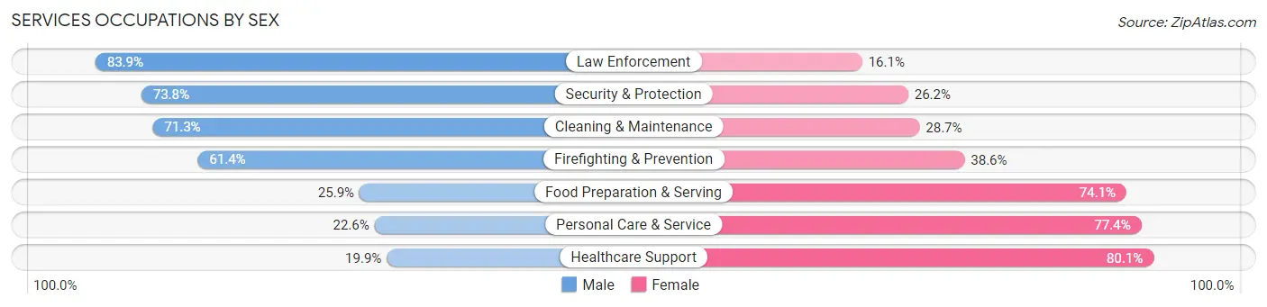 Services Occupations by Sex in Muncie