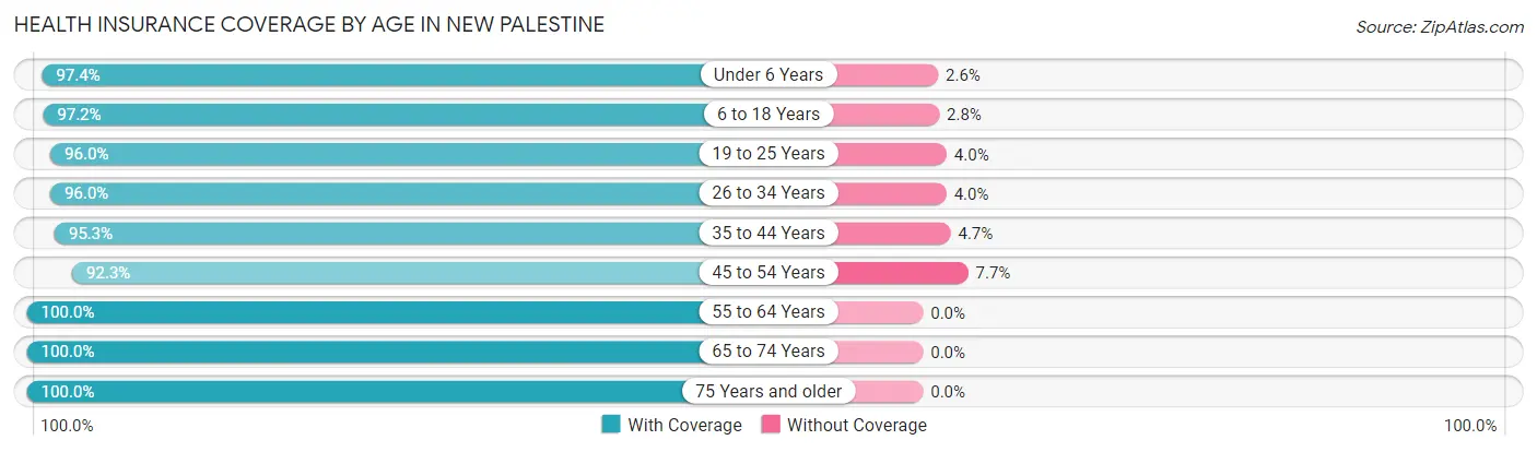 Health Insurance Coverage by Age in New Palestine