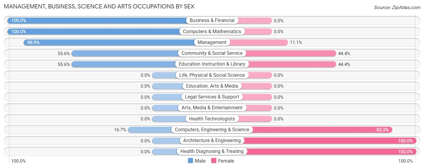 Management, Business, Science and Arts Occupations by Sex in New Point