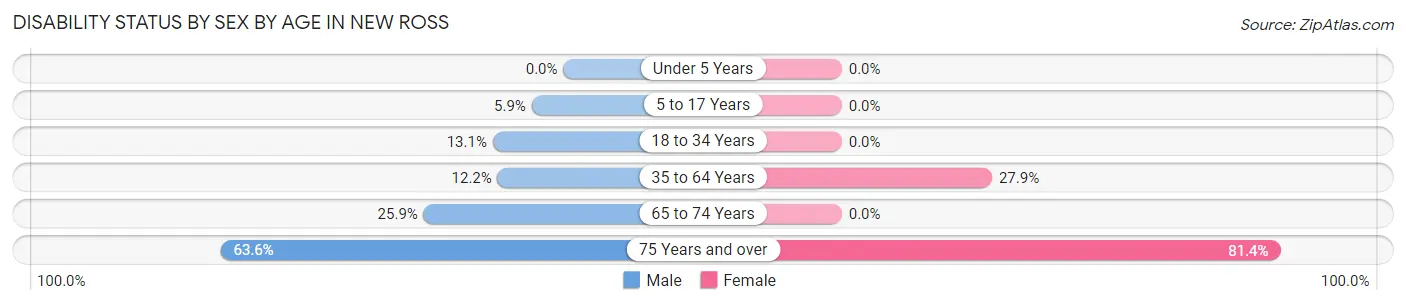Disability Status by Sex by Age in New Ross