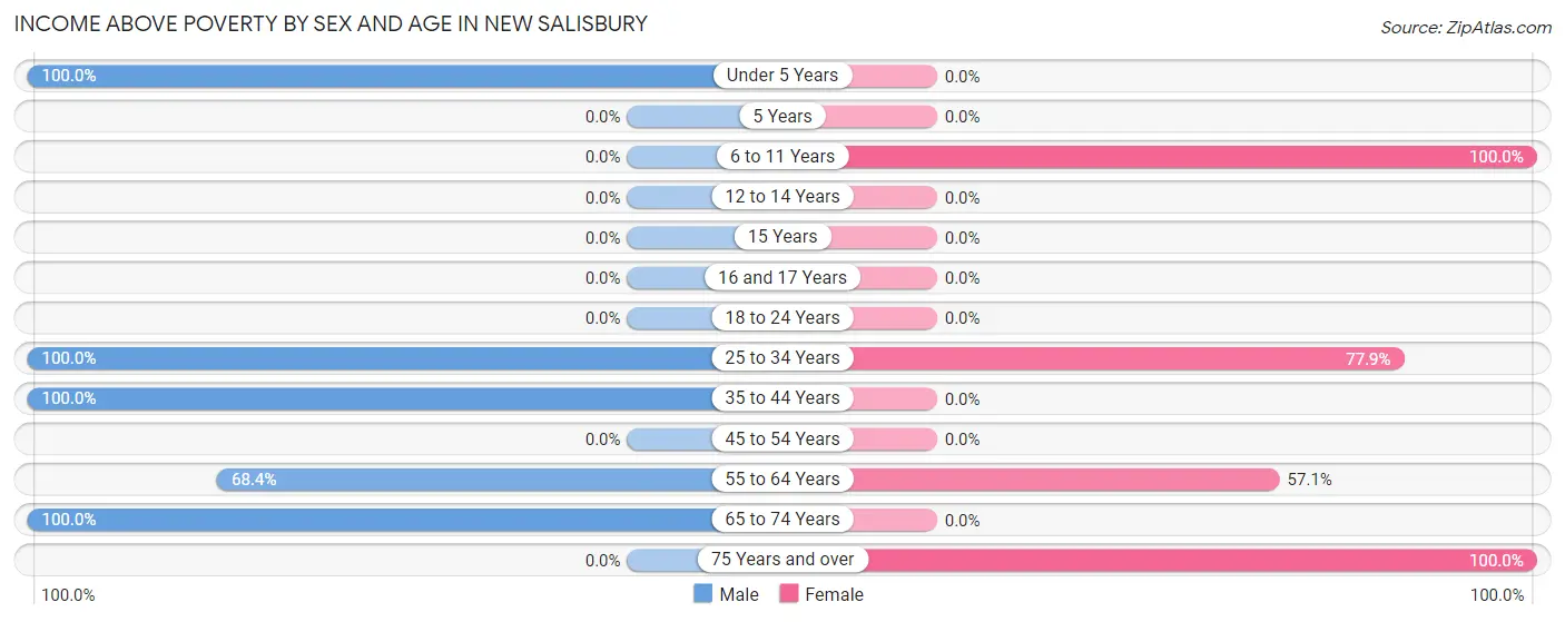 Income Above Poverty by Sex and Age in New Salisbury