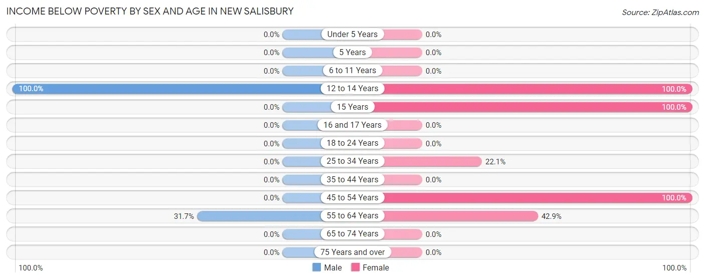Income Below Poverty by Sex and Age in New Salisbury