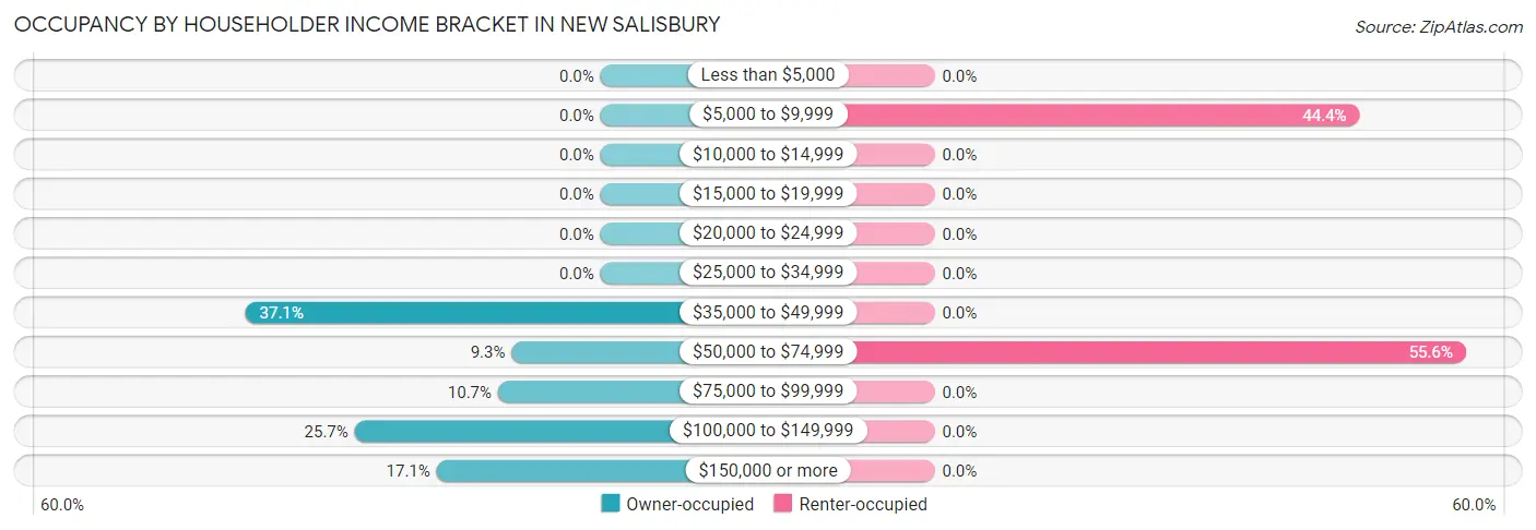 Occupancy by Householder Income Bracket in New Salisbury