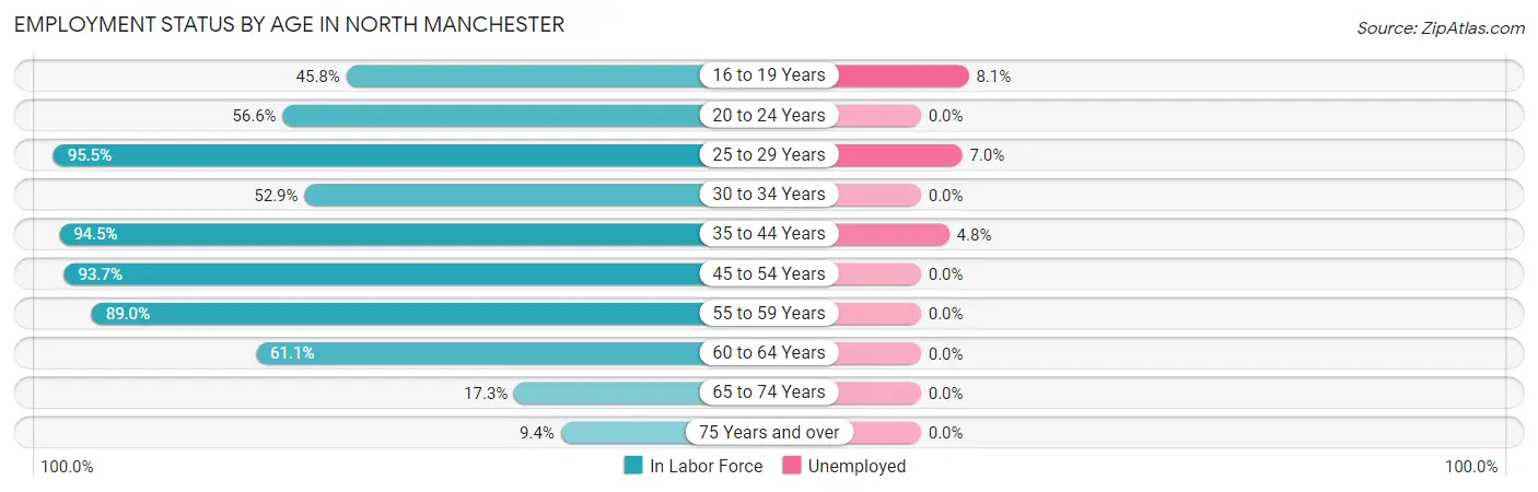 Employment Status by Age in North Manchester