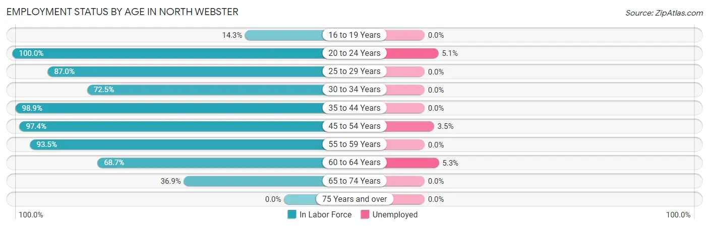 Employment Status by Age in North Webster
