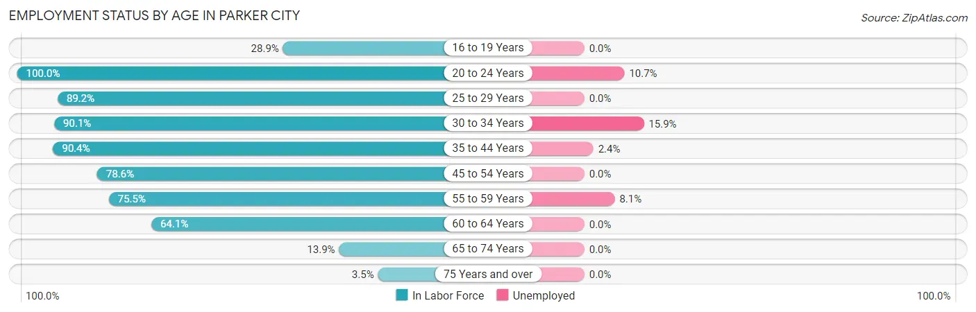 Employment Status by Age in Parker City