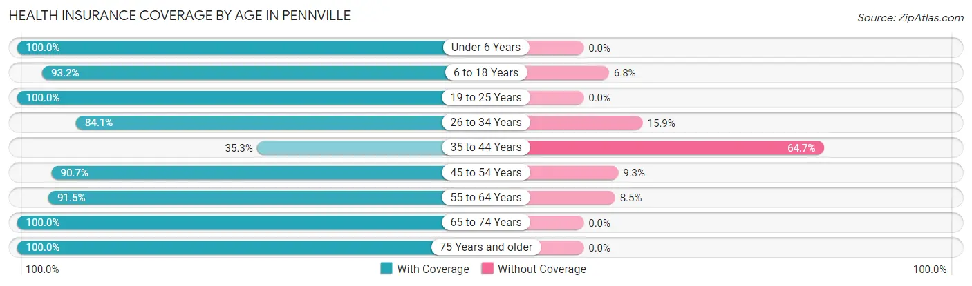 Health Insurance Coverage by Age in Pennville