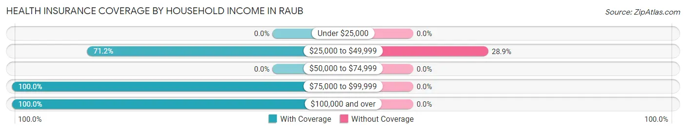 Health Insurance Coverage by Household Income in Raub