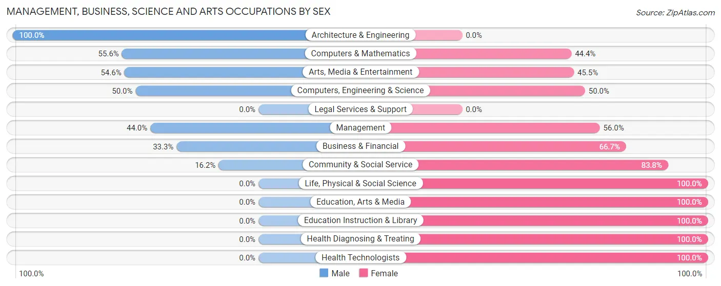 Management, Business, Science and Arts Occupations by Sex in Remington
