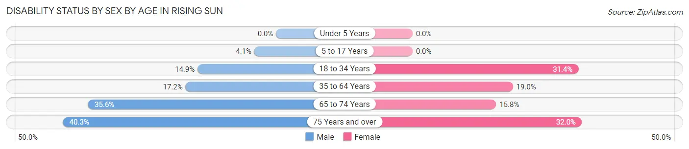 Disability Status by Sex by Age in Rising Sun