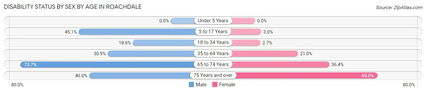 Disability Status by Sex by Age in Roachdale