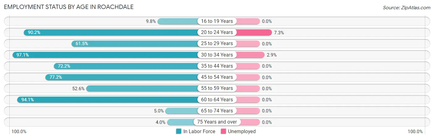 Employment Status by Age in Roachdale