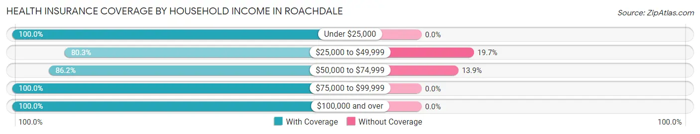 Health Insurance Coverage by Household Income in Roachdale