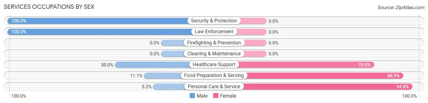 Services Occupations by Sex in Roachdale