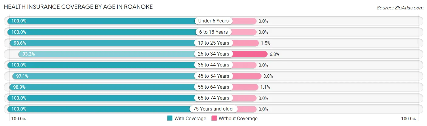 Health Insurance Coverage by Age in Roanoke
