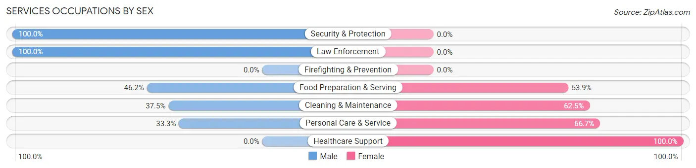 Services Occupations by Sex in Sandborn