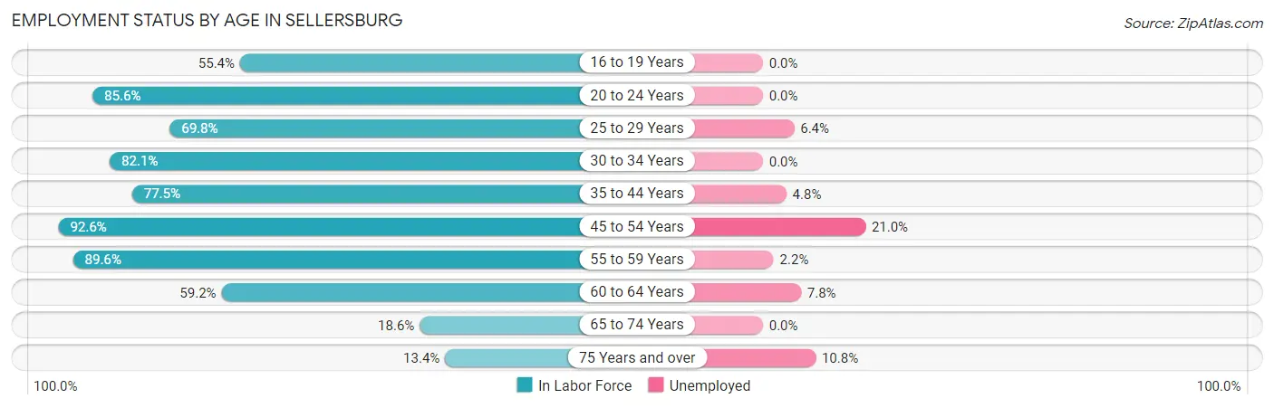 Employment Status by Age in Sellersburg