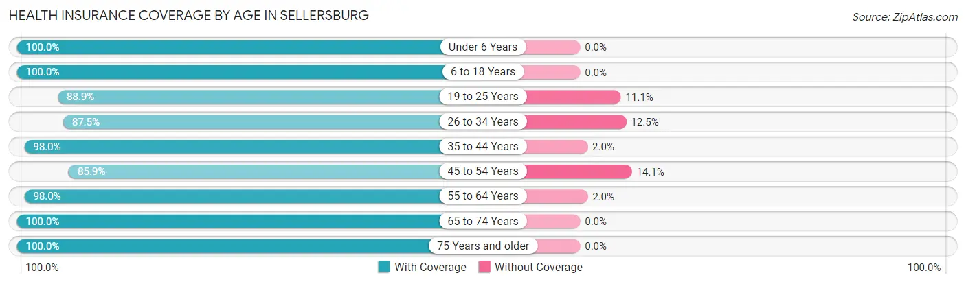 Health Insurance Coverage by Age in Sellersburg