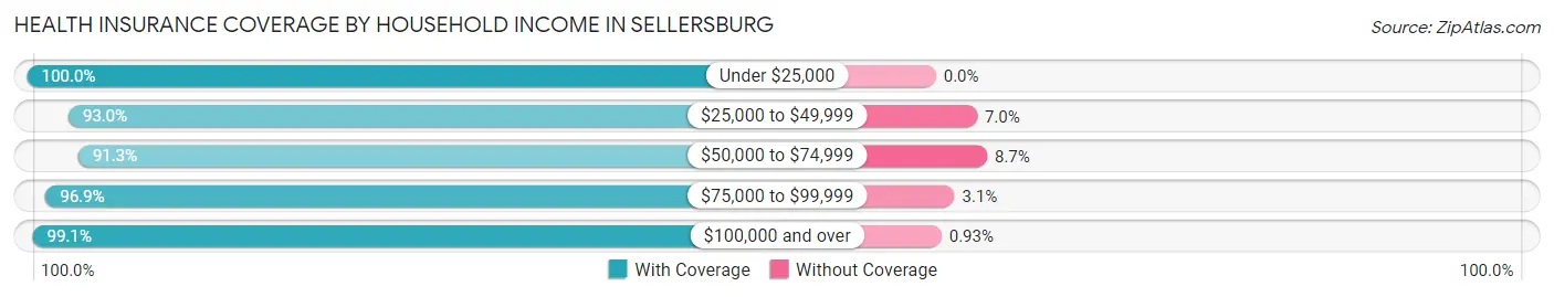 Health Insurance Coverage by Household Income in Sellersburg