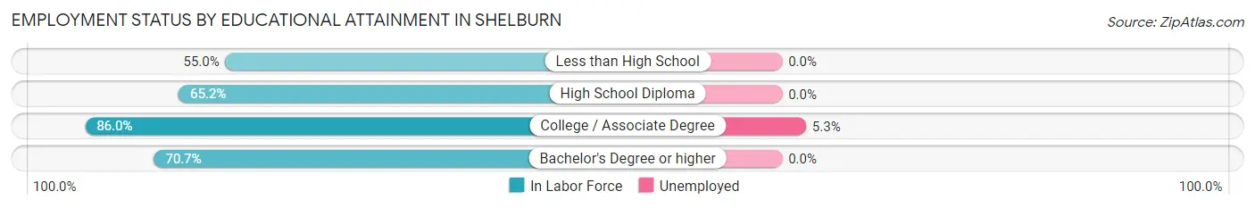Employment Status by Educational Attainment in Shelburn