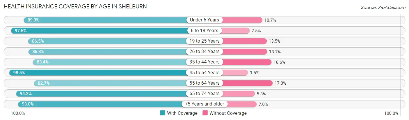 Health Insurance Coverage by Age in Shelburn
