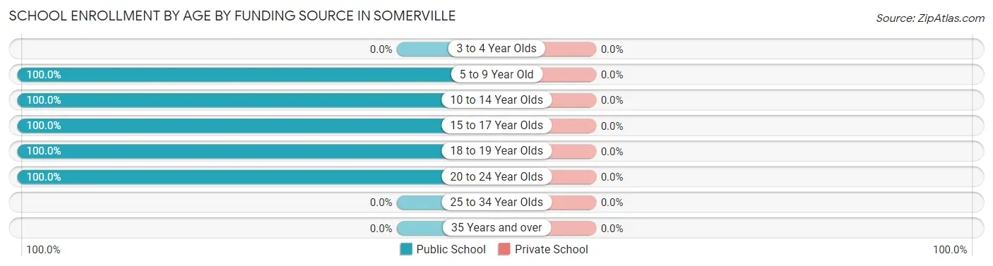 School Enrollment by Age by Funding Source in Somerville