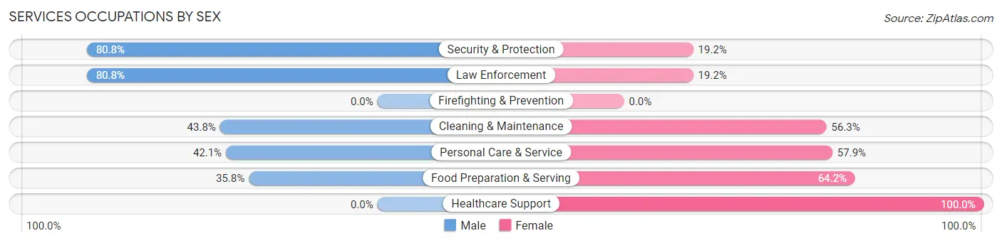 Services Occupations by Sex in Spencer
