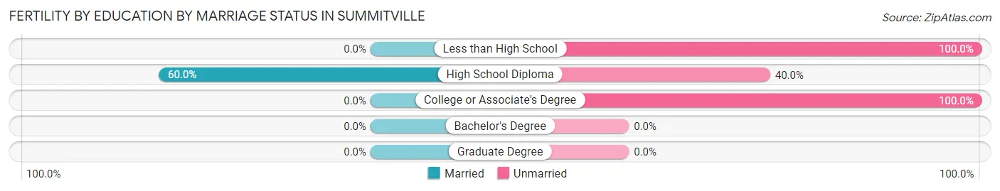 Female Fertility by Education by Marriage Status in Summitville