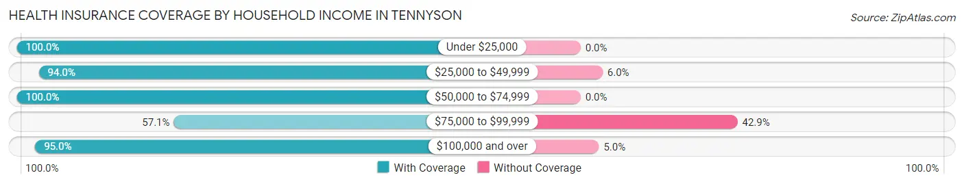 Health Insurance Coverage by Household Income in Tennyson