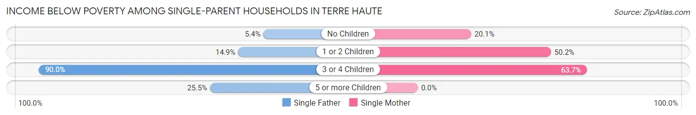 Income Below Poverty Among Single-Parent Households in Terre Haute