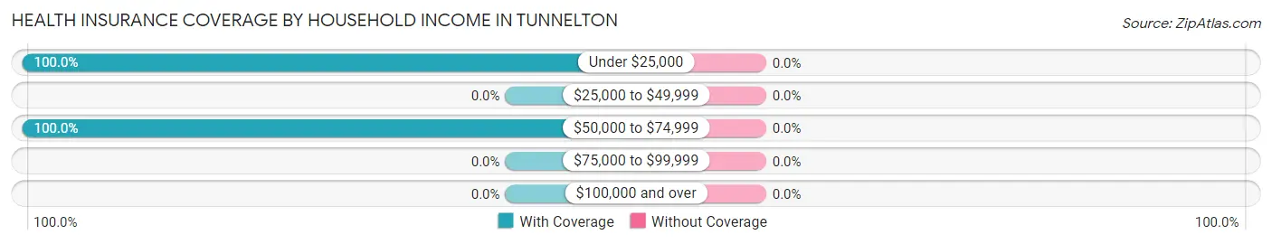 Health Insurance Coverage by Household Income in Tunnelton