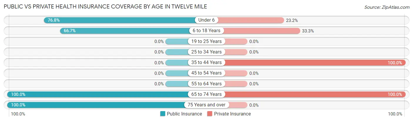Public vs Private Health Insurance Coverage by Age in Twelve Mile