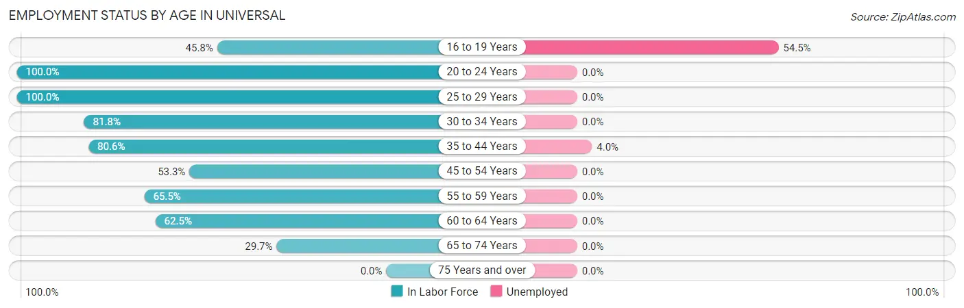 Employment Status by Age in Universal