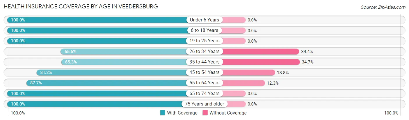 Health Insurance Coverage by Age in Veedersburg