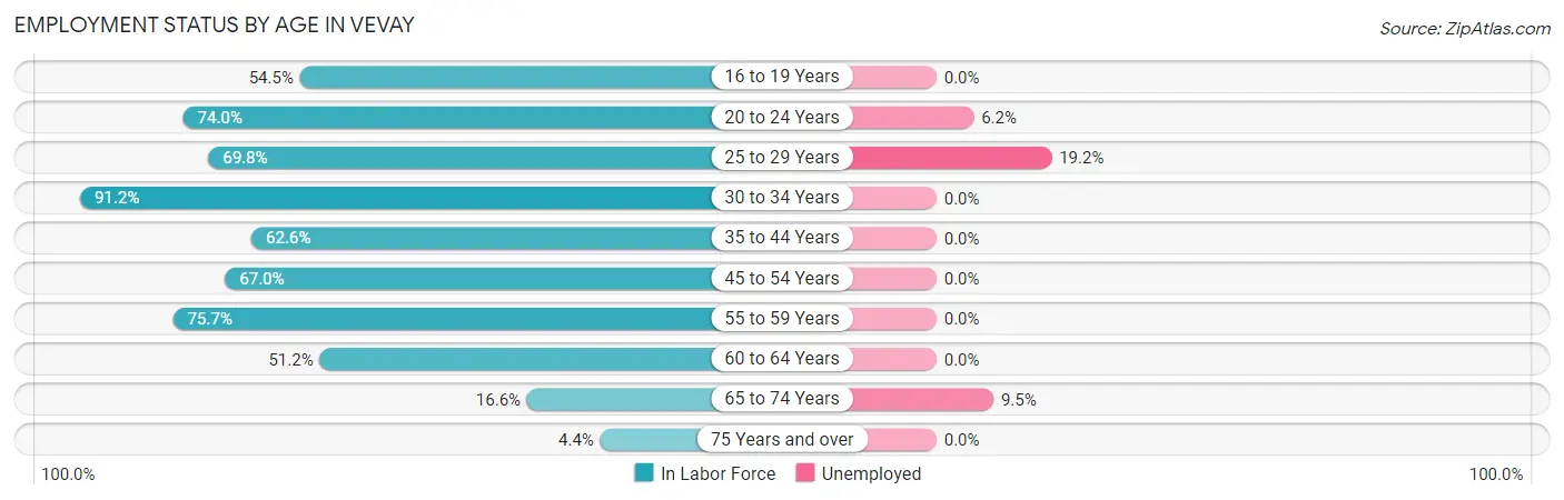 Employment Status by Age in Vevay