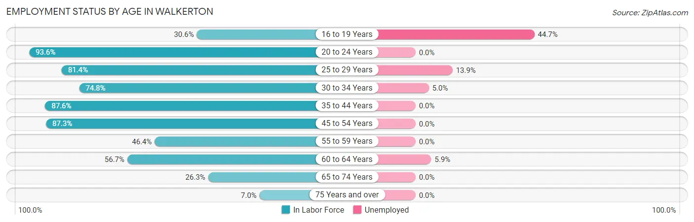 Employment Status by Age in Walkerton