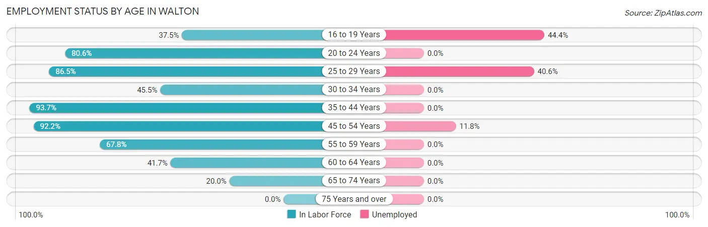 Employment Status by Age in Walton