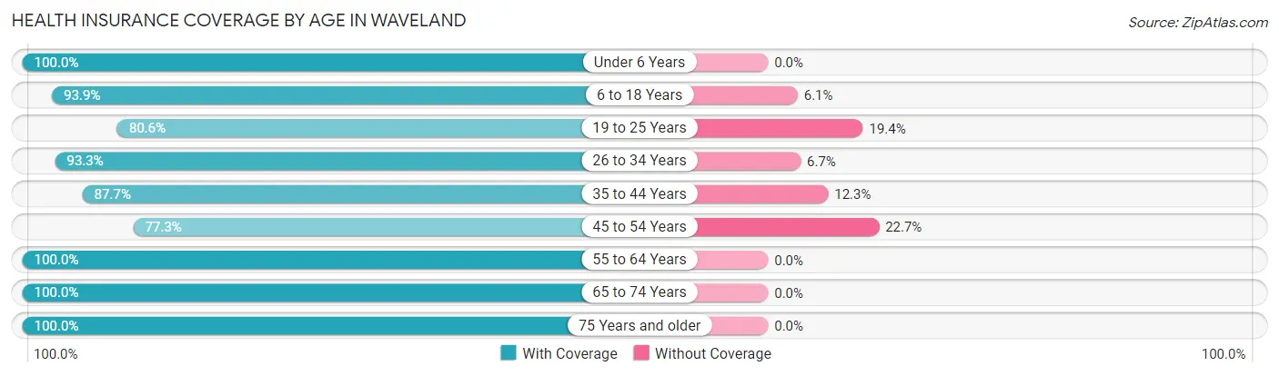 Health Insurance Coverage by Age in Waveland