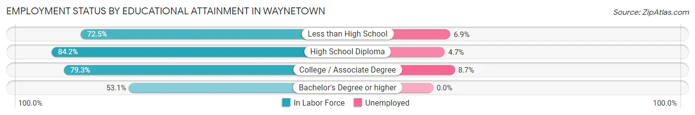 Employment Status by Educational Attainment in Waynetown