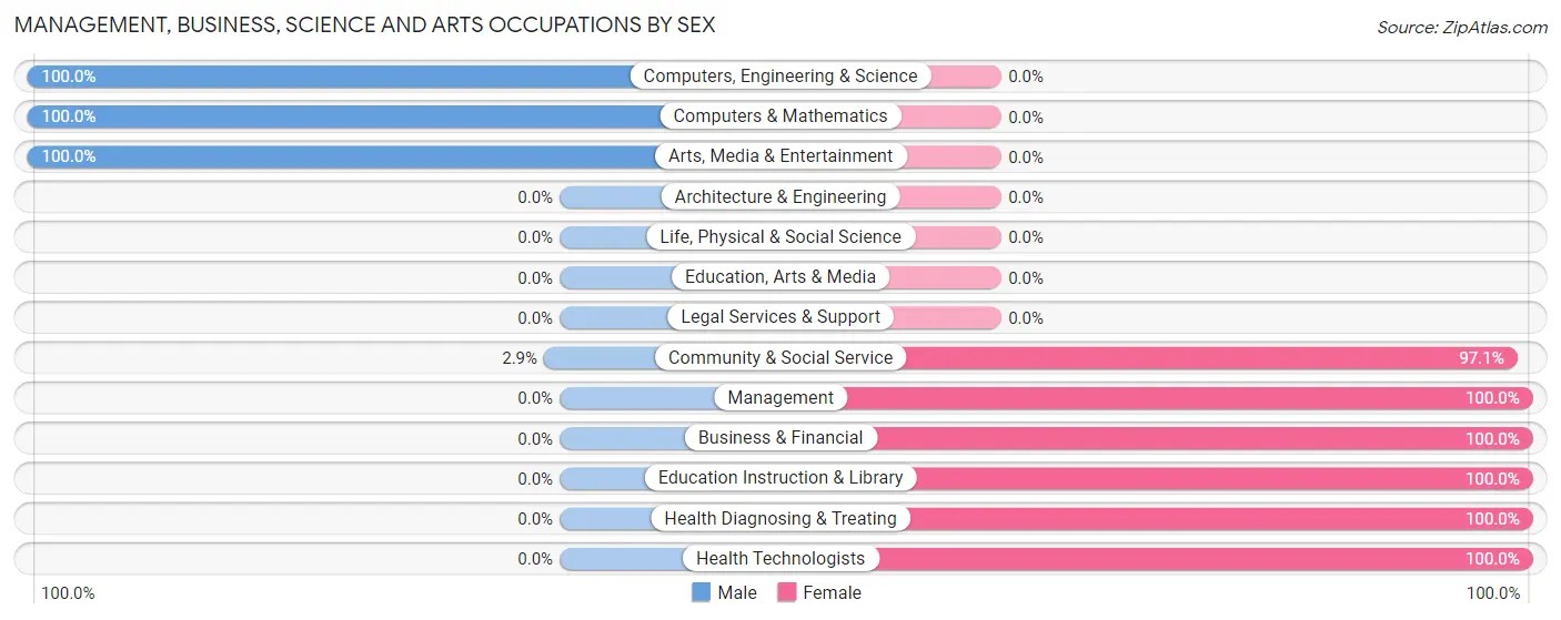 Management, Business, Science and Arts Occupations by Sex in West College Corner
