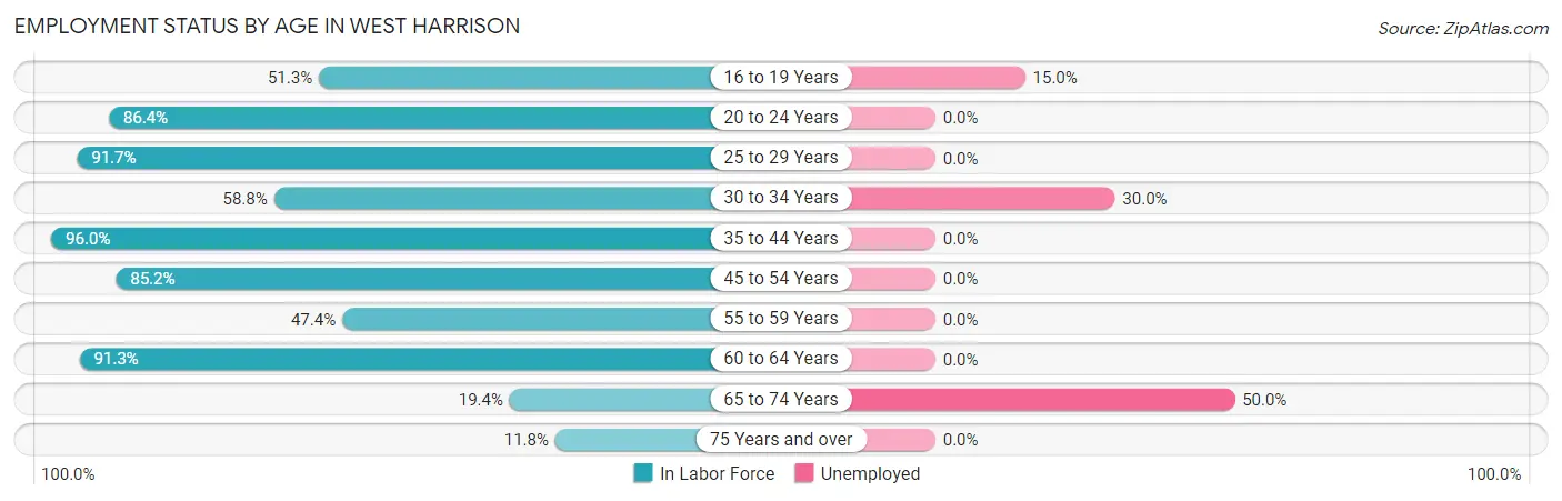 Employment Status by Age in West Harrison