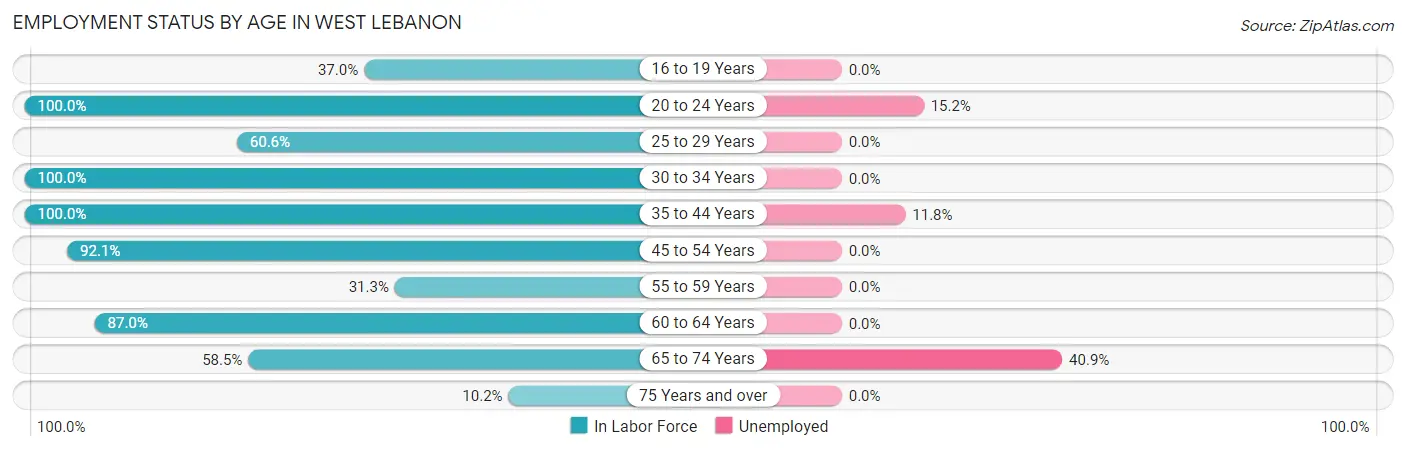 Employment Status by Age in West Lebanon