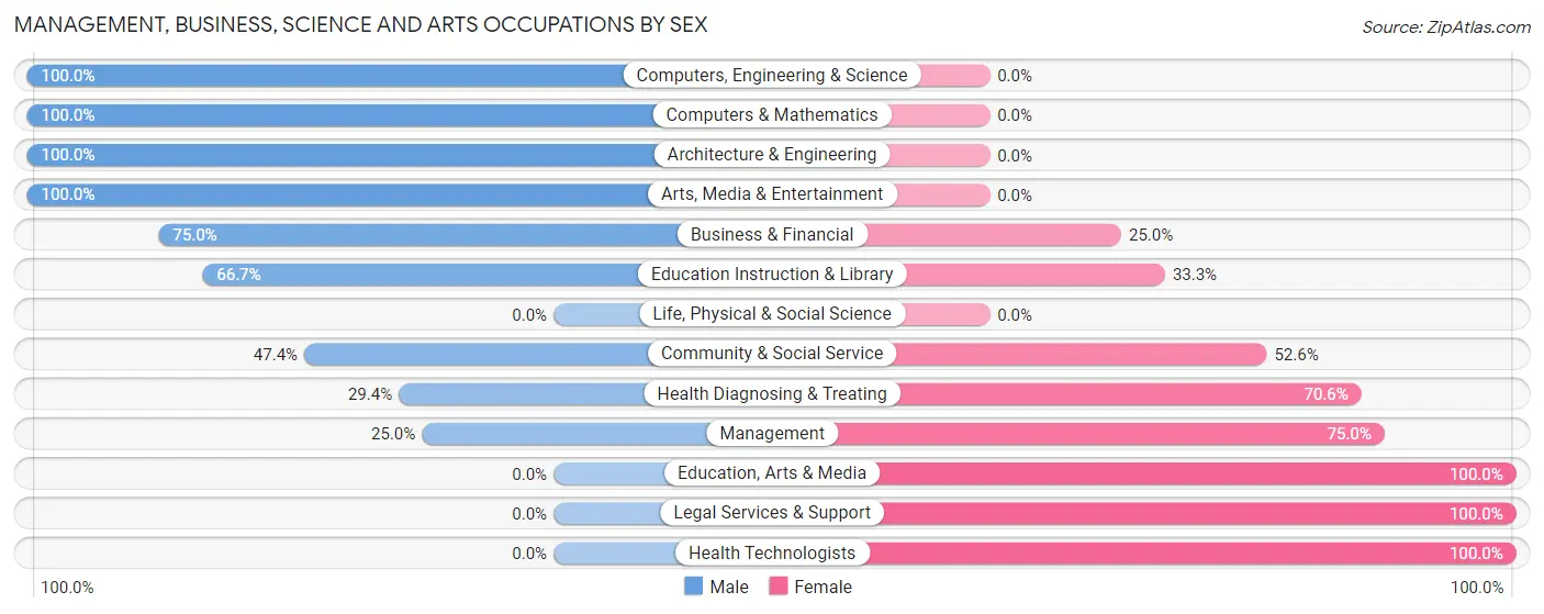 Management, Business, Science and Arts Occupations by Sex in West Lebanon