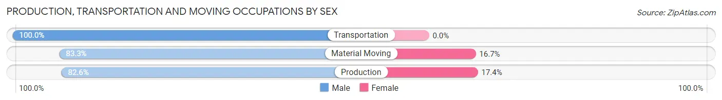 Production, Transportation and Moving Occupations by Sex in West Terre Haute