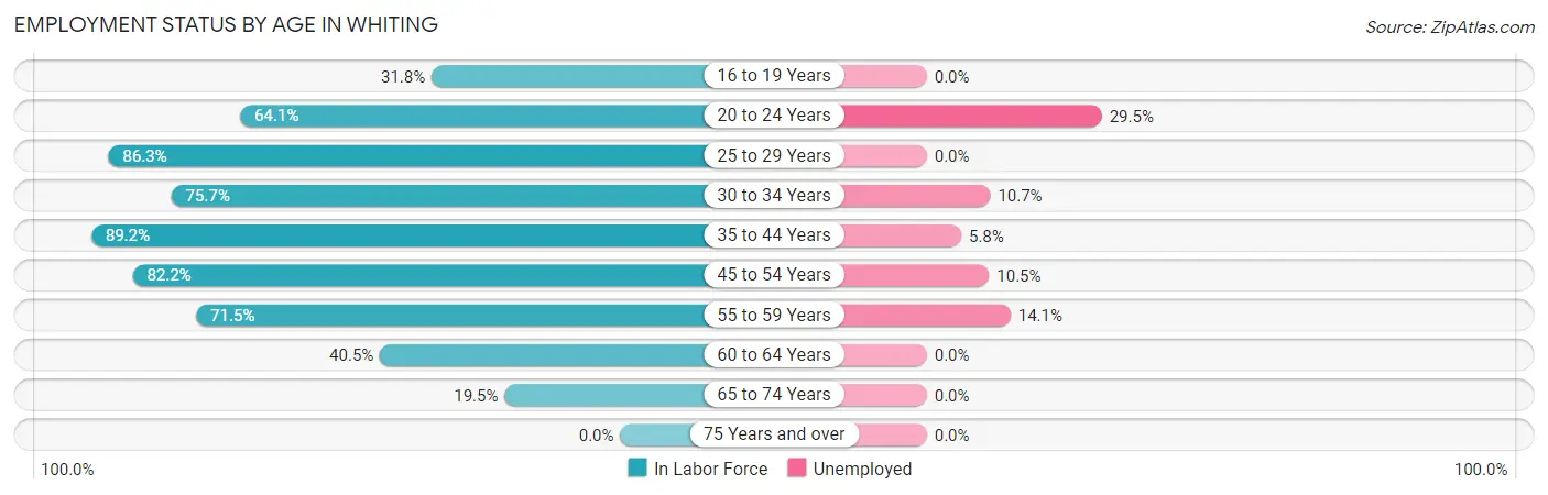 Employment Status by Age in Whiting